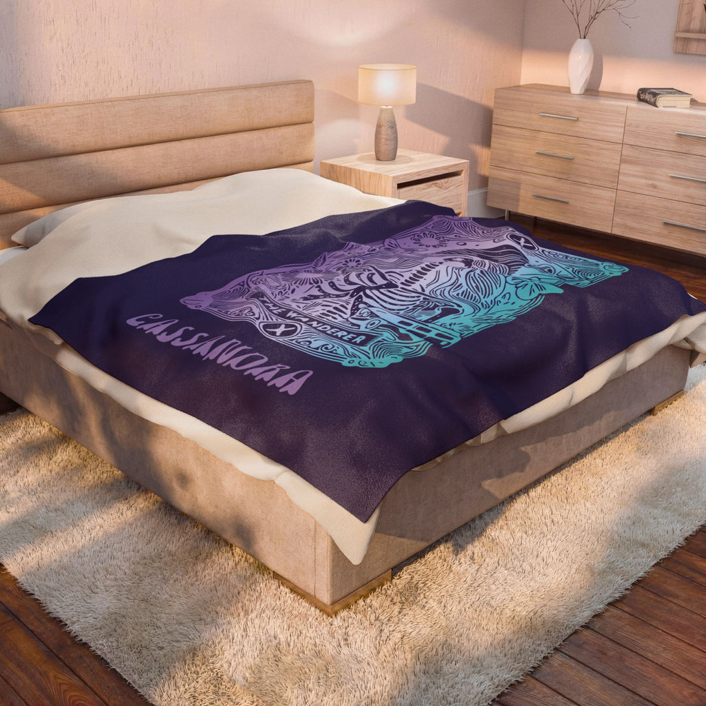 'The Wanderer' Tarot Skeleton Personalized Velveteen Blanket