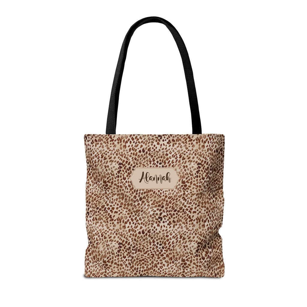 Personalizable Animal Print Tote - Beige Leopard Carryall