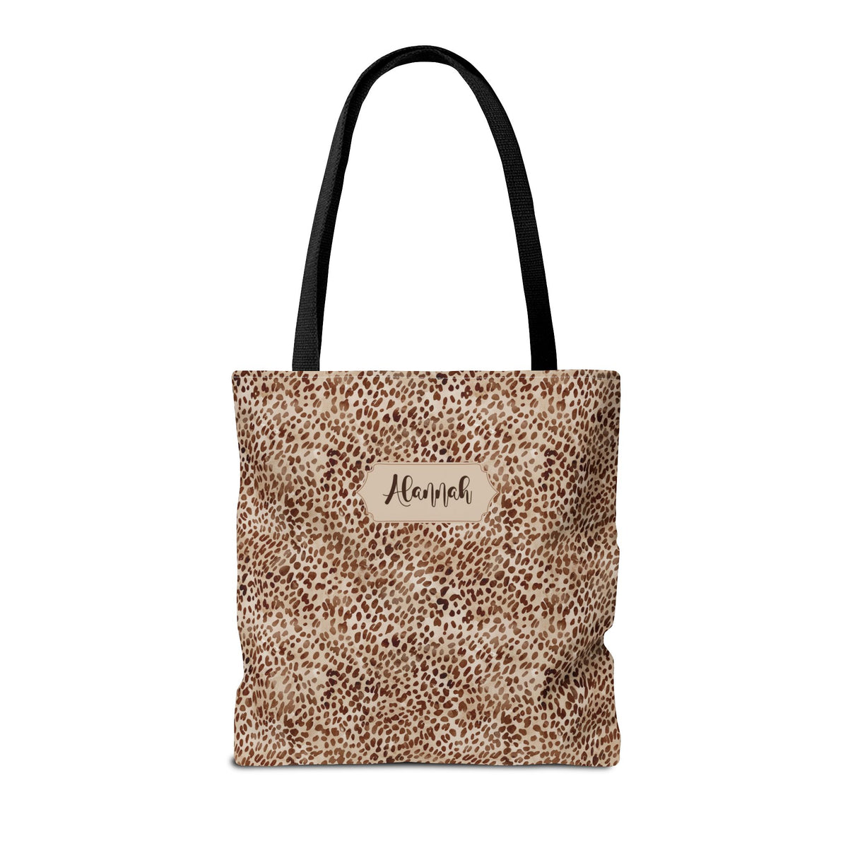 Personalizable Animal Print Tote - Beige Leopard Carryall