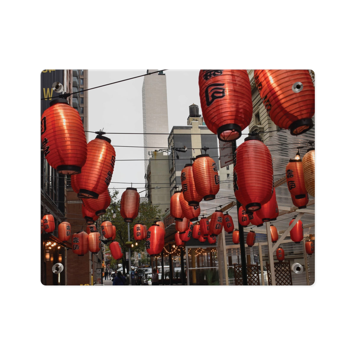 Urban Streetscape Wall Art - Red Lanterns Photo Acrylic Panel