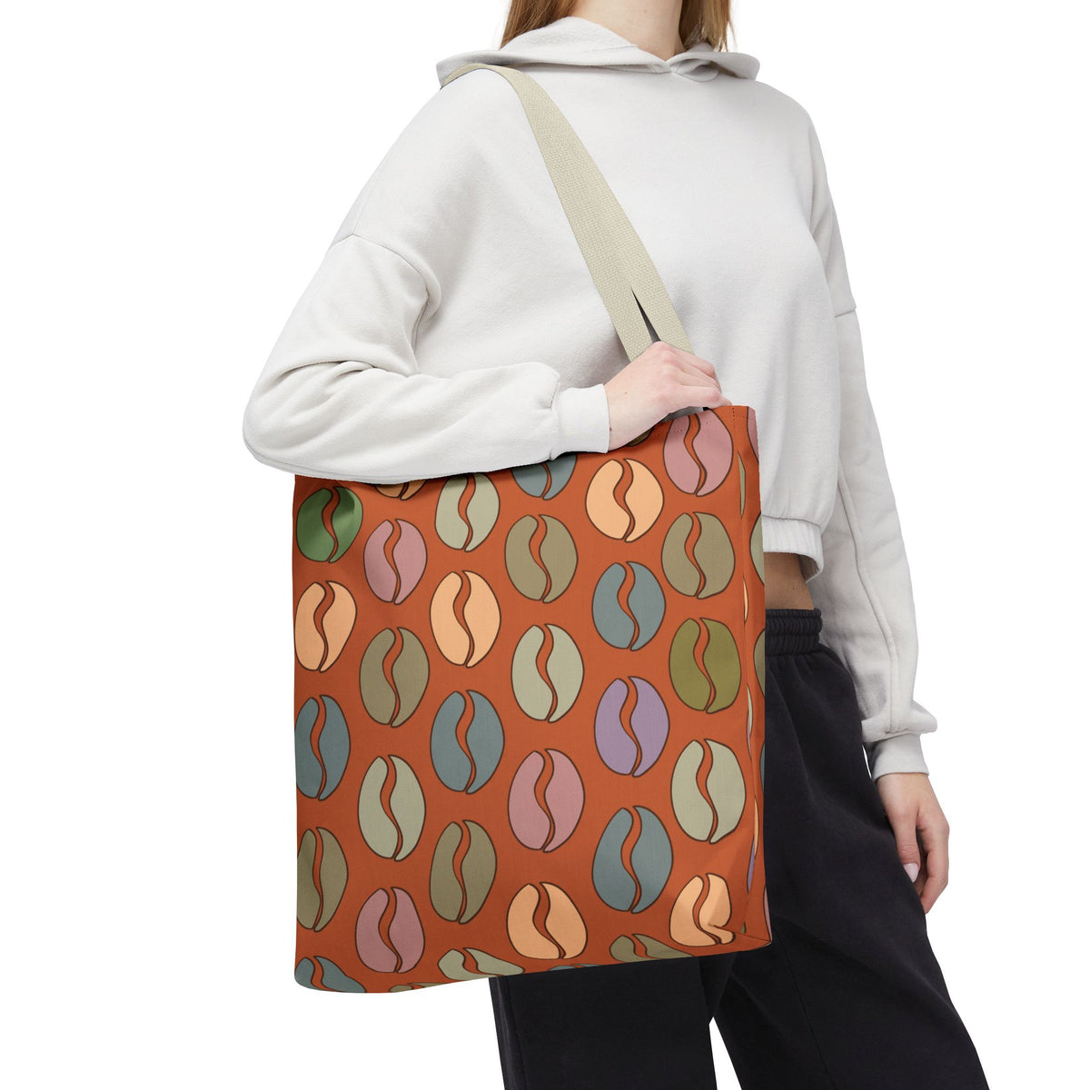 Coffee Lover's Tote - Colorful Coffee Bean Bag in Orange