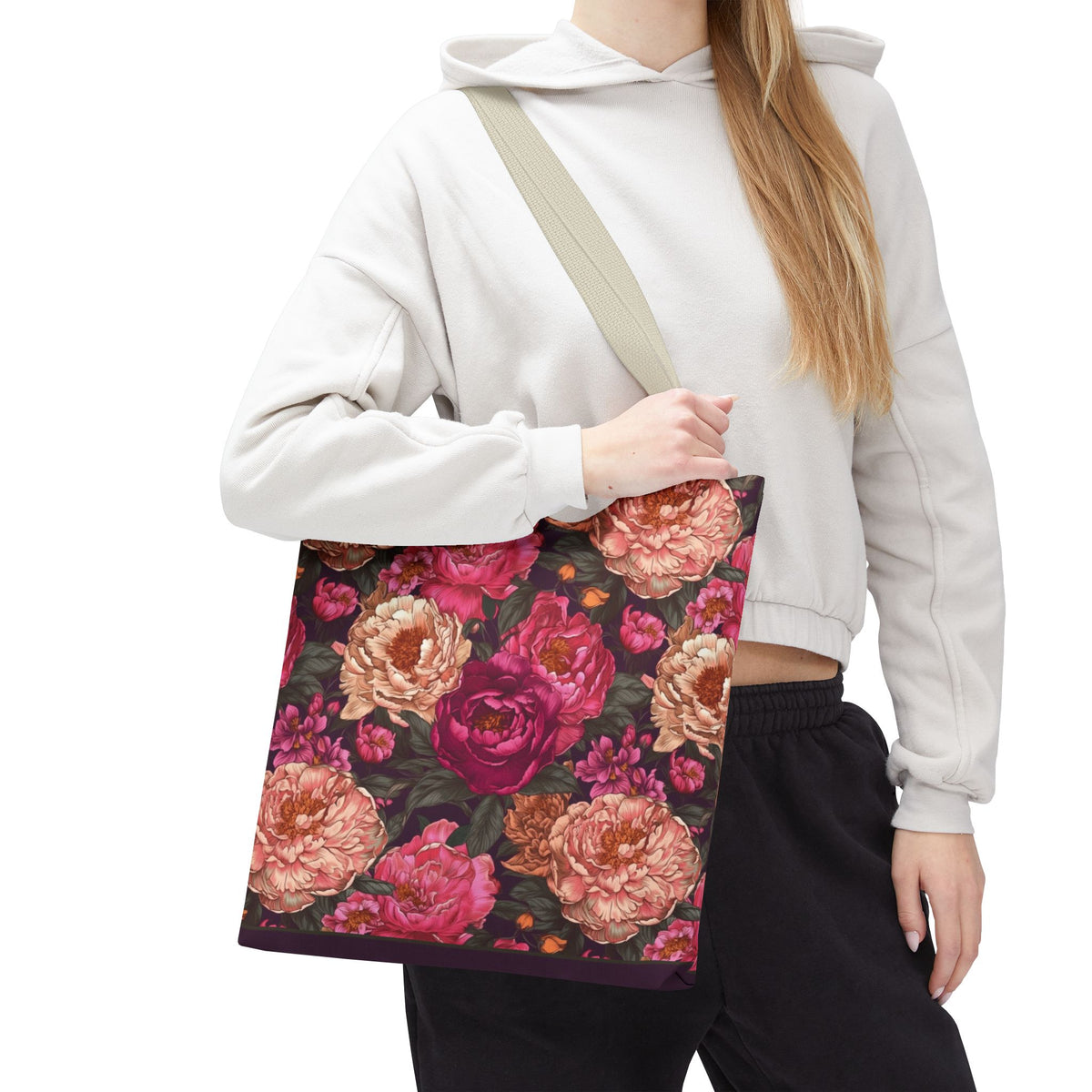 Pink Peony Tote Bag – Vintage Floral Garden Carryall