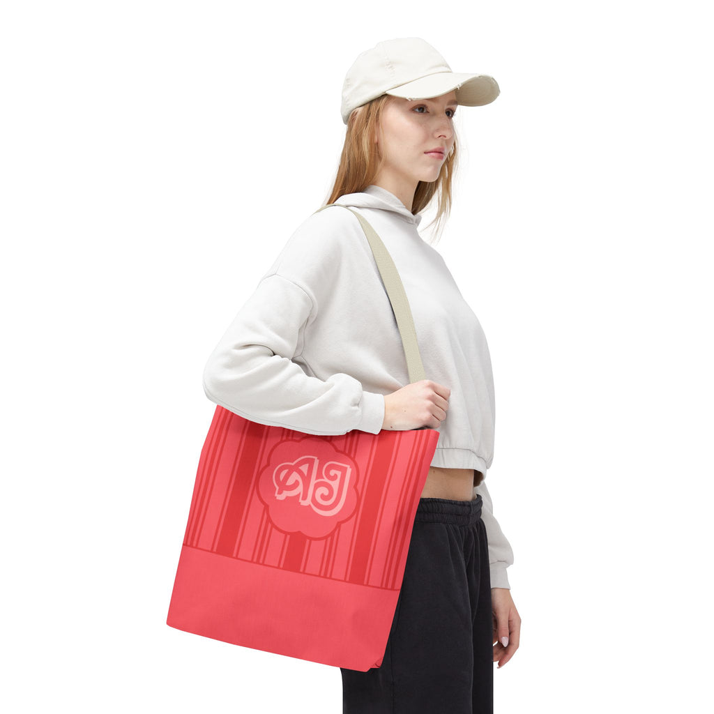 Monogram Pink Striped Tote Bag —Personalizable Market Tote