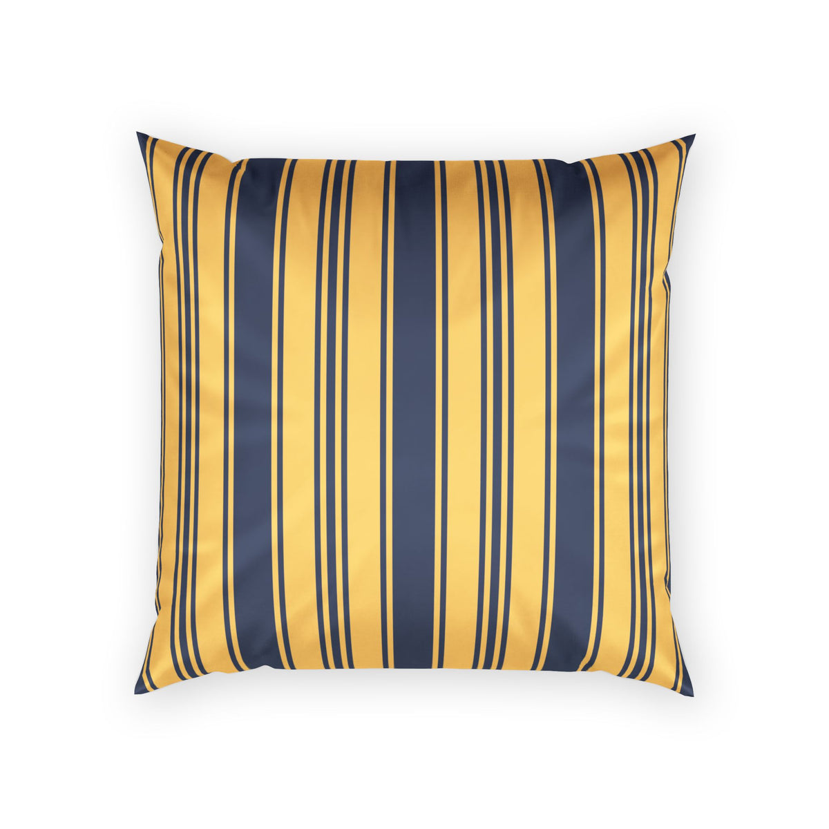 Elegant Velvet Throw Pillow - Modern Blue and Gold Ticking Stripe Pillow