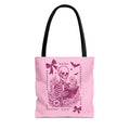 Floral Pink Reading Skeleton Tote Bag  - Cute Gothic Booklover Tote