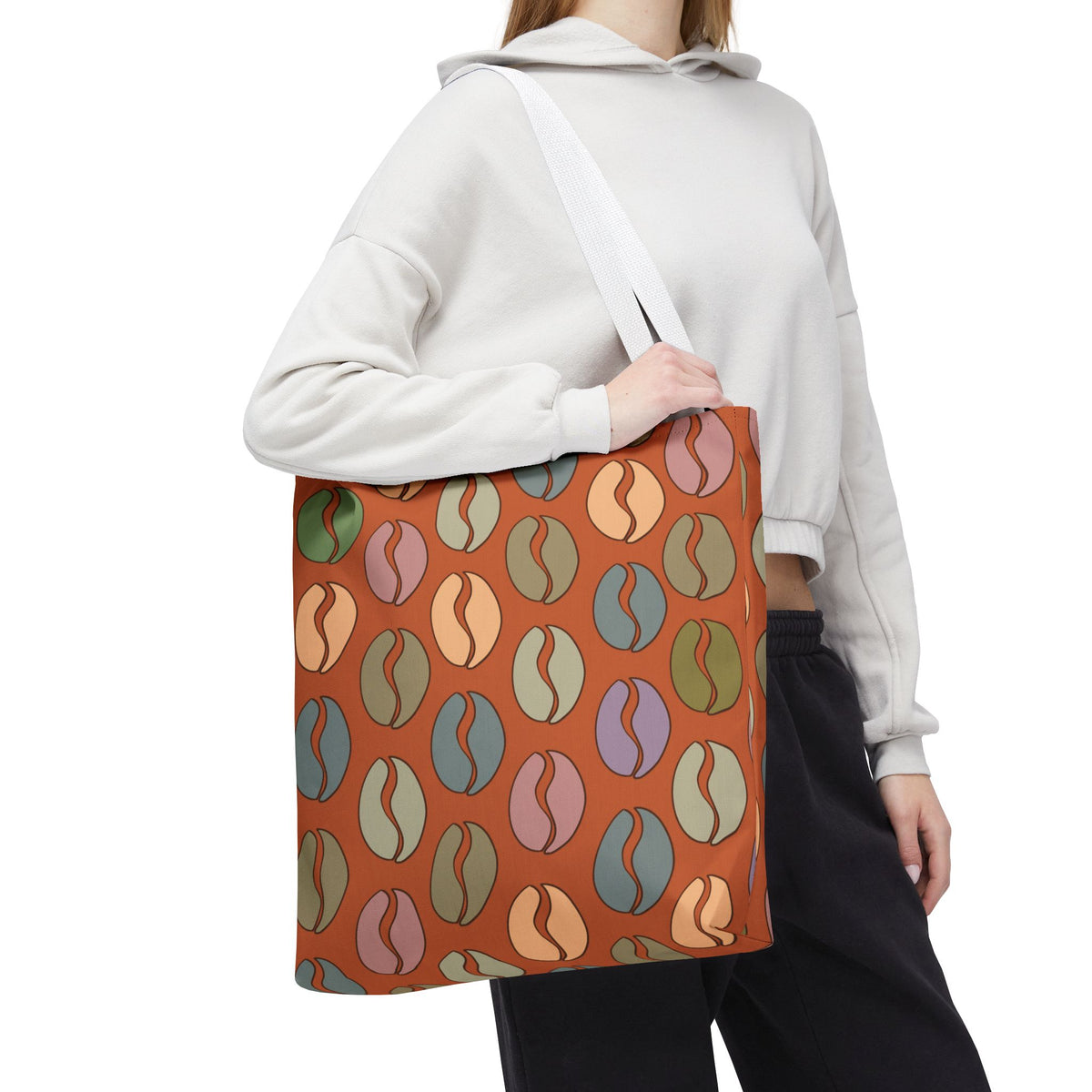 Coffee Lover's Tote - Colorful Coffee Bean Bag in Orange