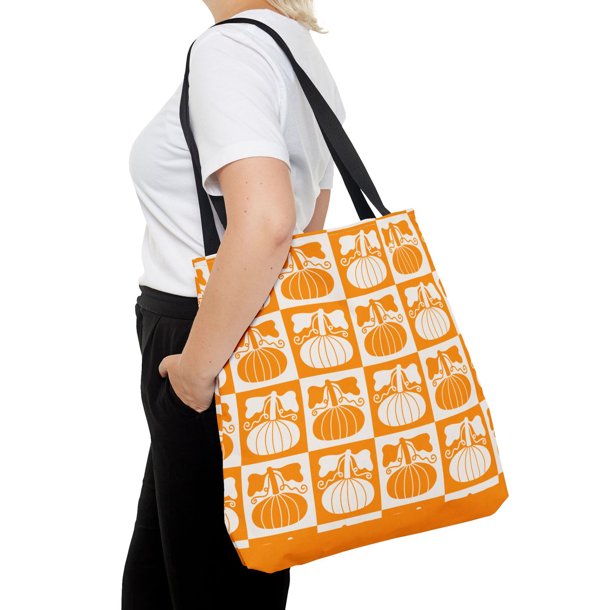 Pumpkin Patch Tote Bag - Autumn Harvest Checkerboard Carryall