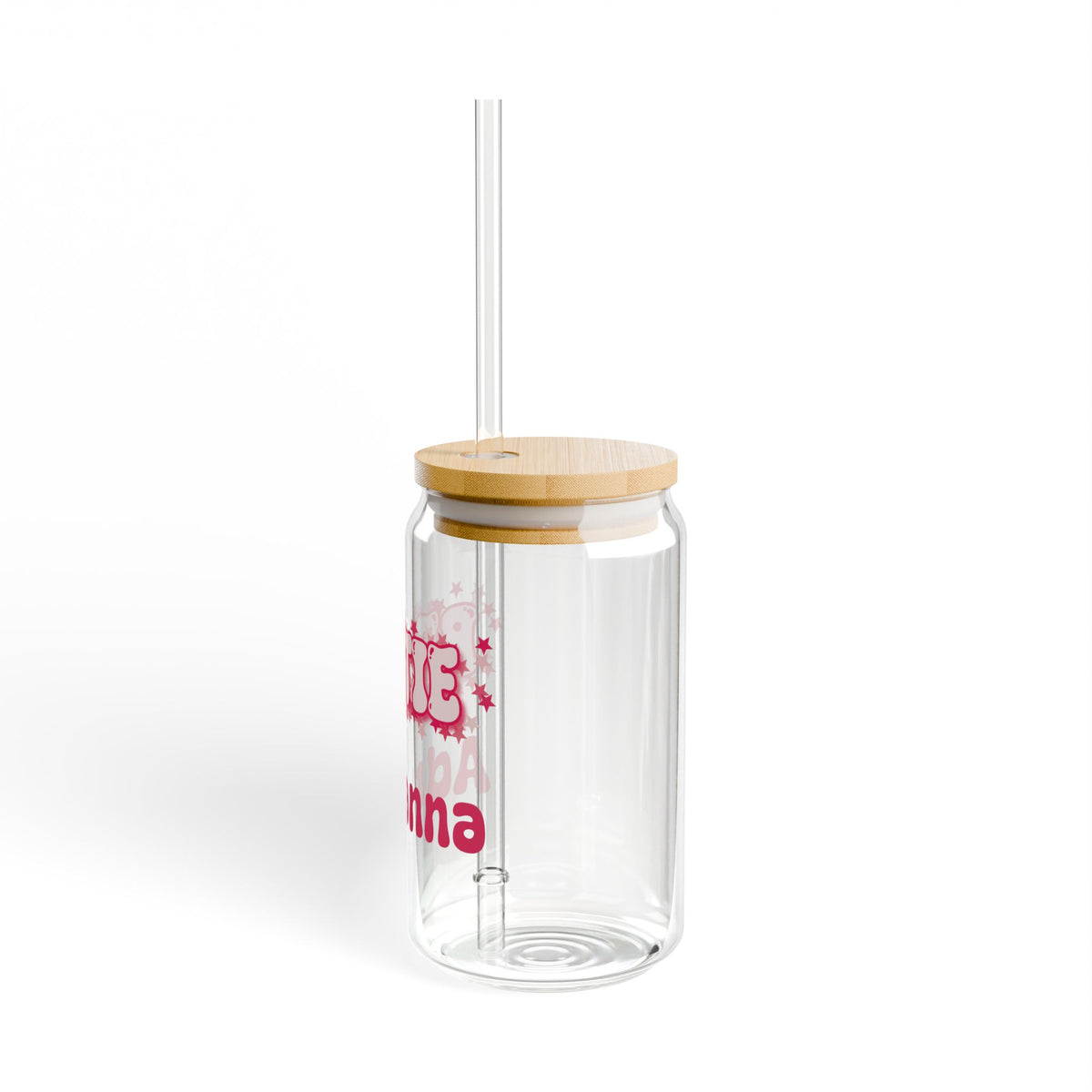 Personalizable Glass Cup - Strawberry Milk Pink Starry Bestie Glass