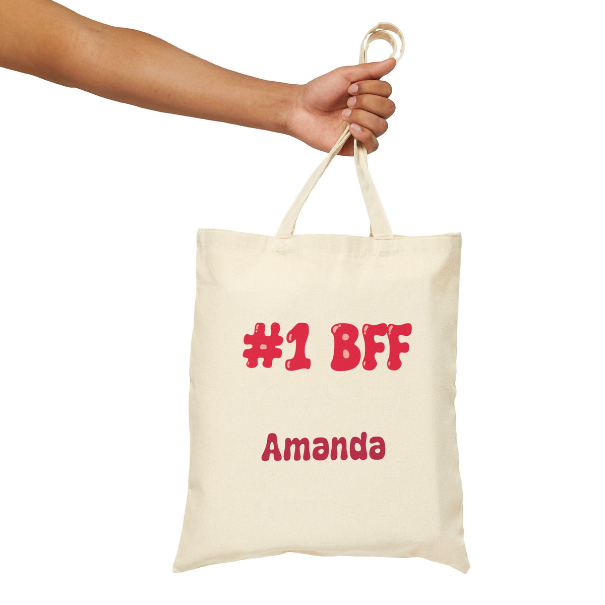 Best Friend Tote Bag - Personalizable Strawberry Milk Pink Bestie Canvas Tote
