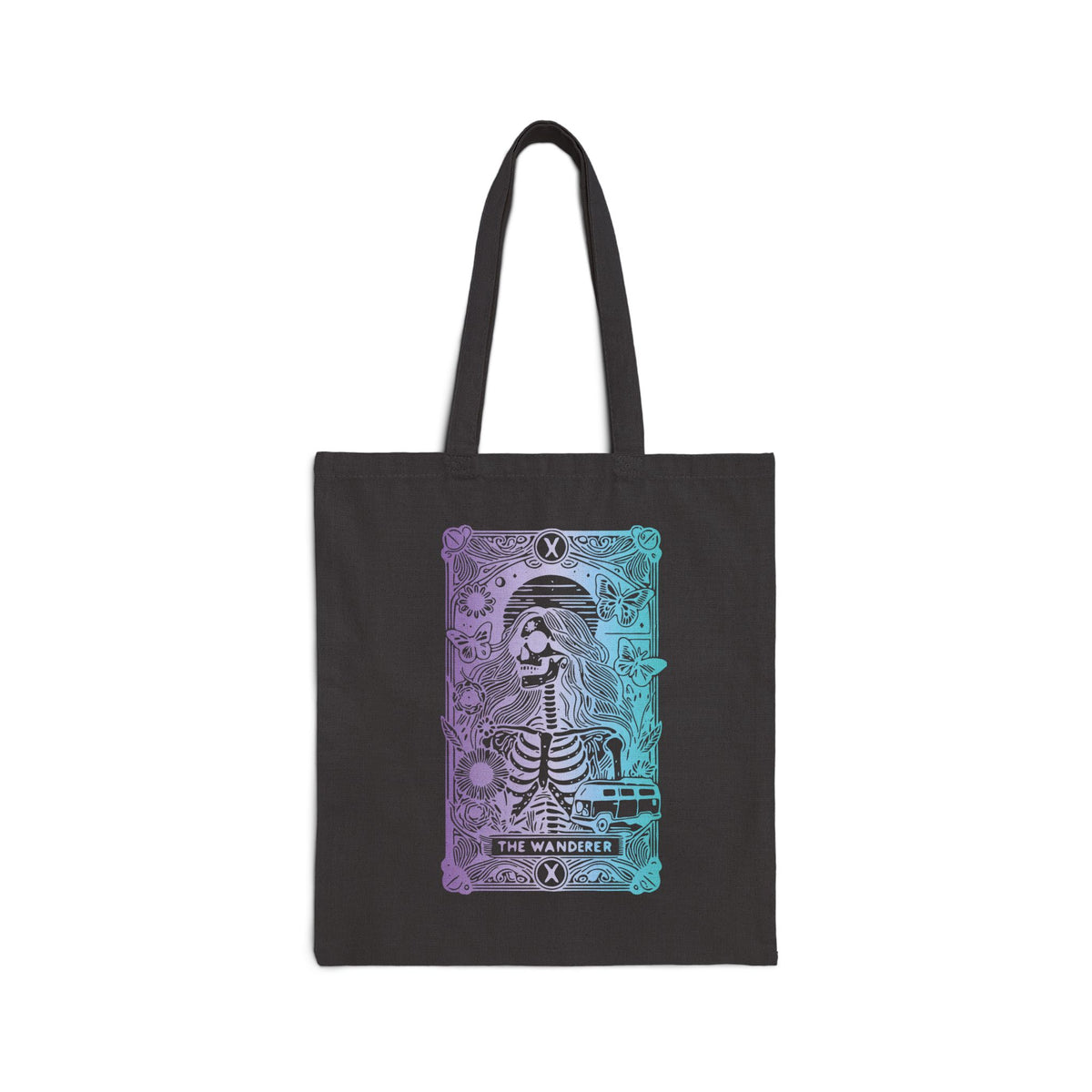 "The Wanderer" Tarot Skeleton Canvas Tote Bag