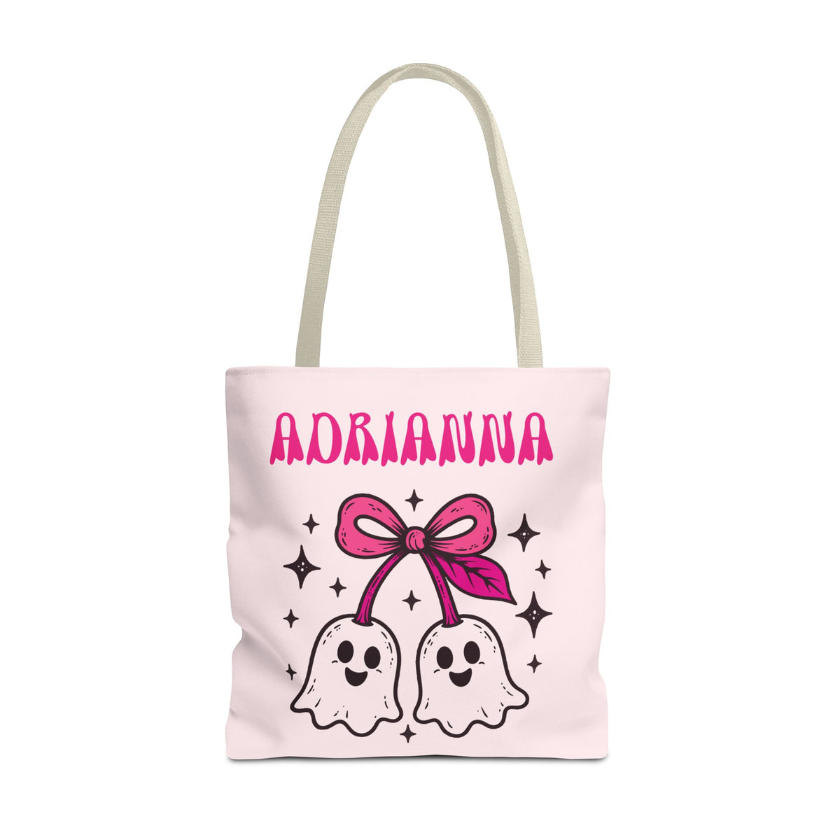 Pink Cute Ghost Cherries Tote Bag - "Spooky and a Cutie" Personalized Halloween Tote