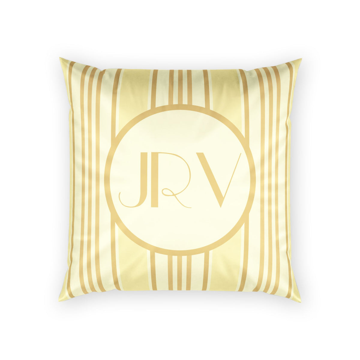 Personalizable Velvet Pillow - Butter Yellow Striped Monogram Pillow