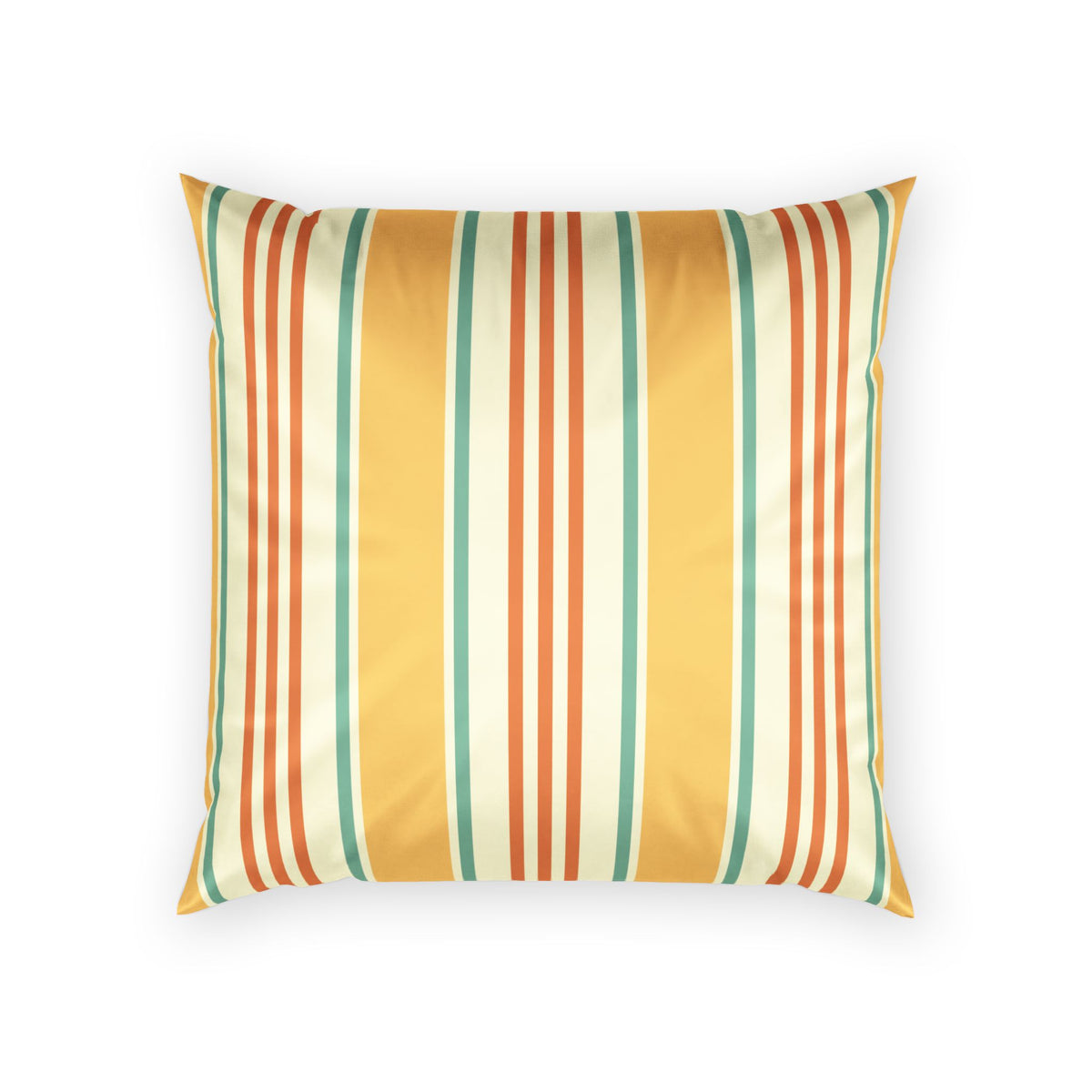 Retro Velvet Pillow - Orange and Mint Ticking Stripe Throw Pillow