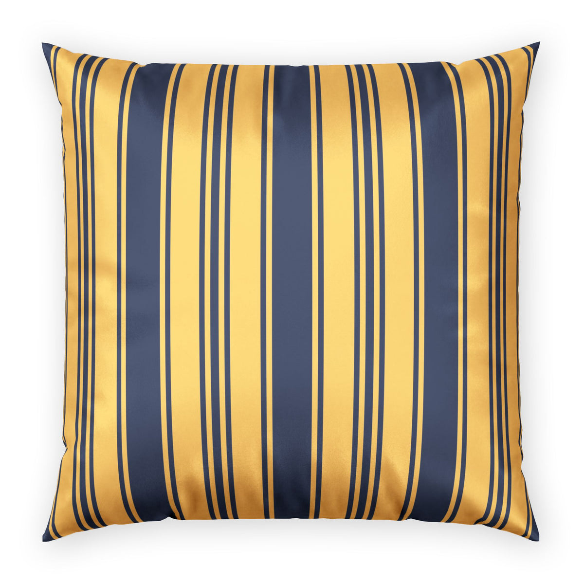 Elegant Velvet Throw Pillow - Modern Blue and Gold Ticking Stripe Pillow