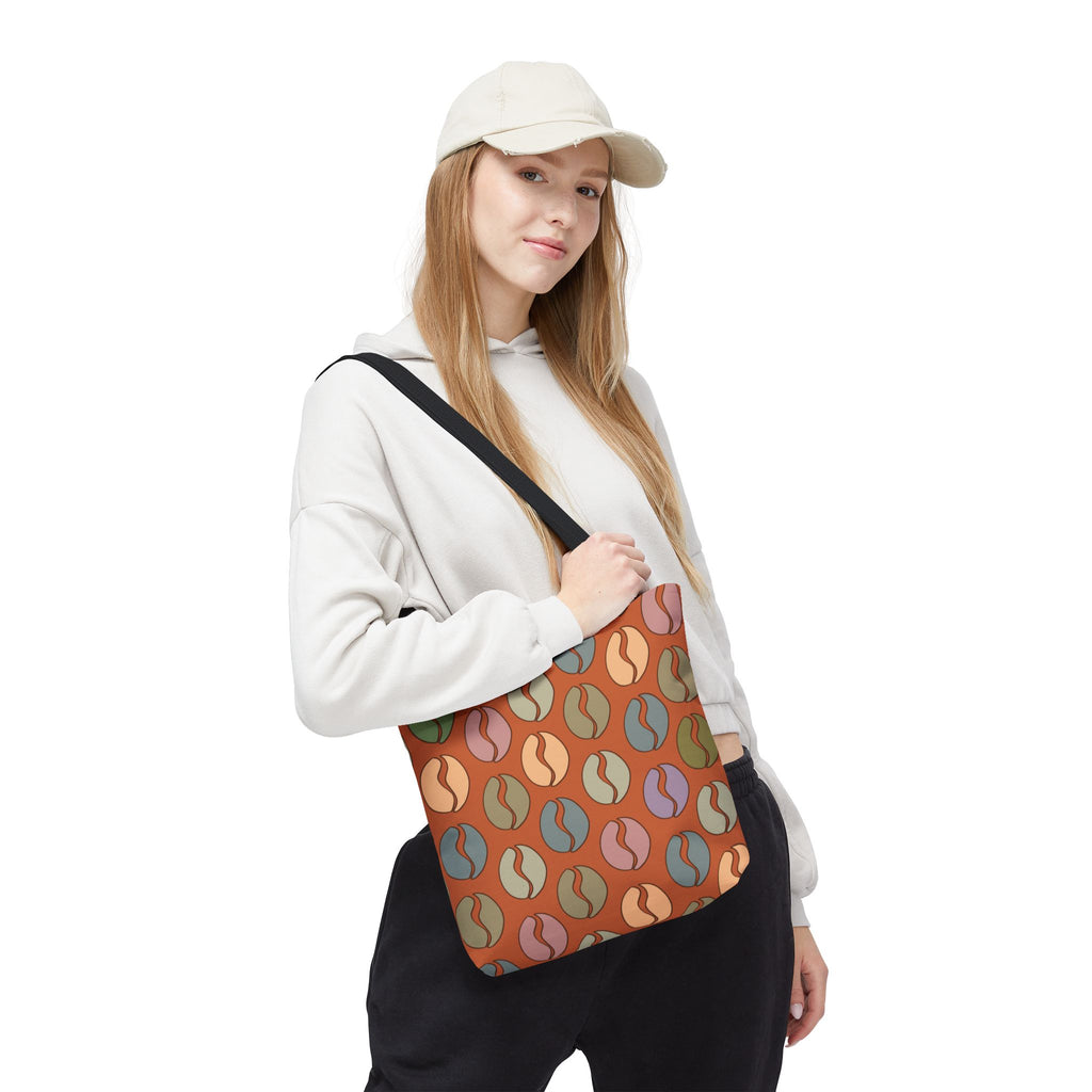 Coffee Lover's Tote - Colorful Coffee Bean Bag in Orange