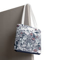 Navy and Pink Floral Sketch Tote Bag - Botanical Market Carryall