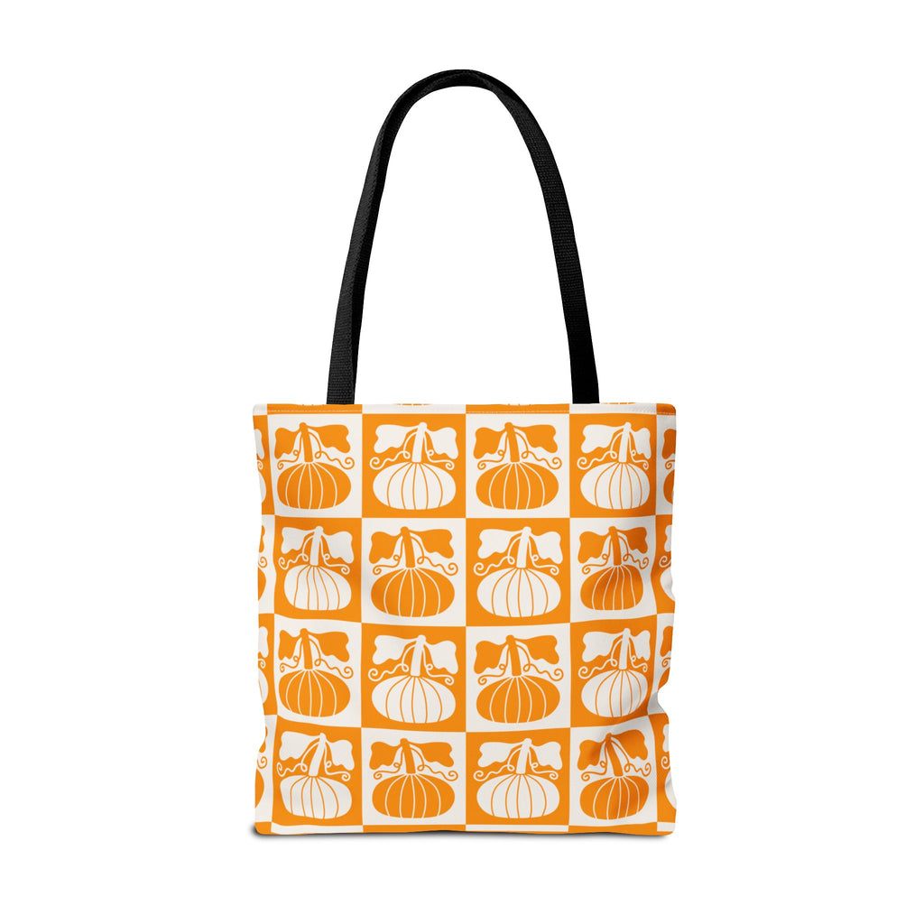 Pumpkin Patch Tote Bag - Autumn Harvest Checkerboard Carryall