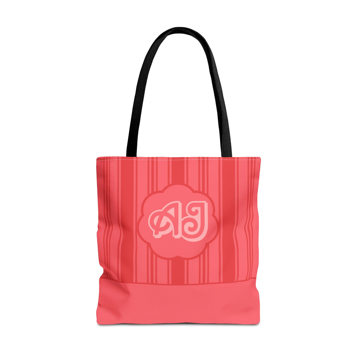 Monogram Pink Striped Tote Bag —Personalizable Market Tote