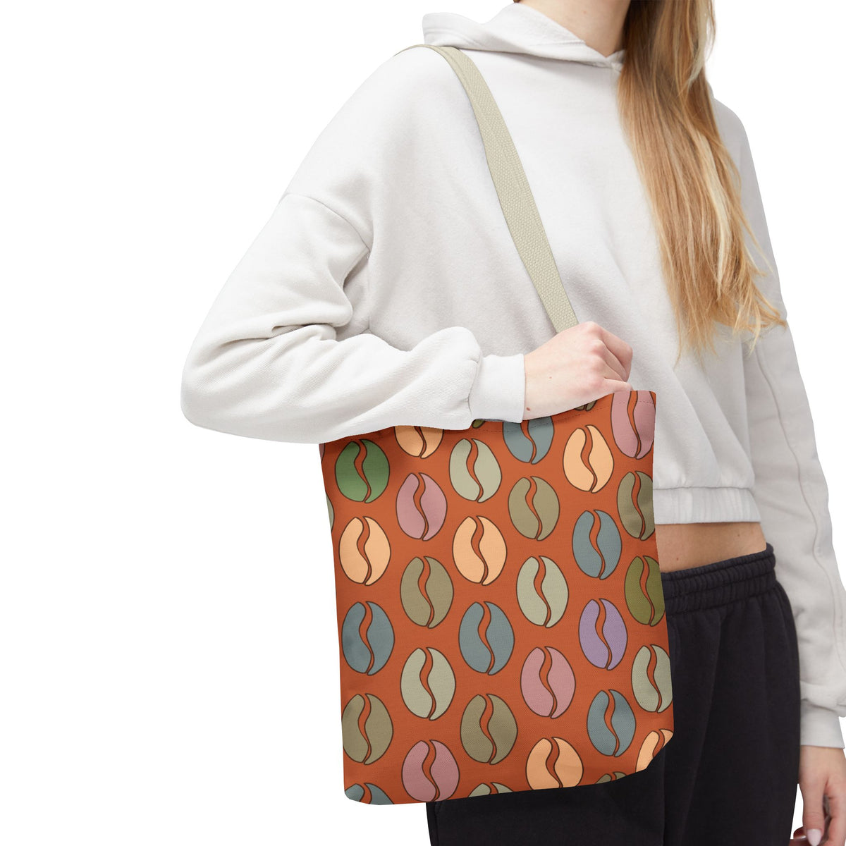 Coffee Lover's Tote - Colorful Coffee Bean Bag in Orange