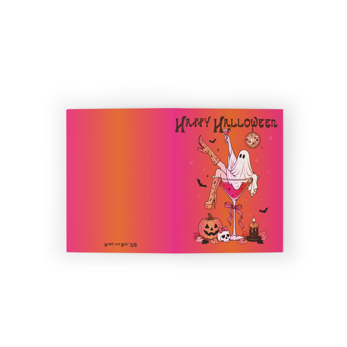 Happy Halloween Ghost Martini Disco Greeting Cards - Pack of 8/16/24