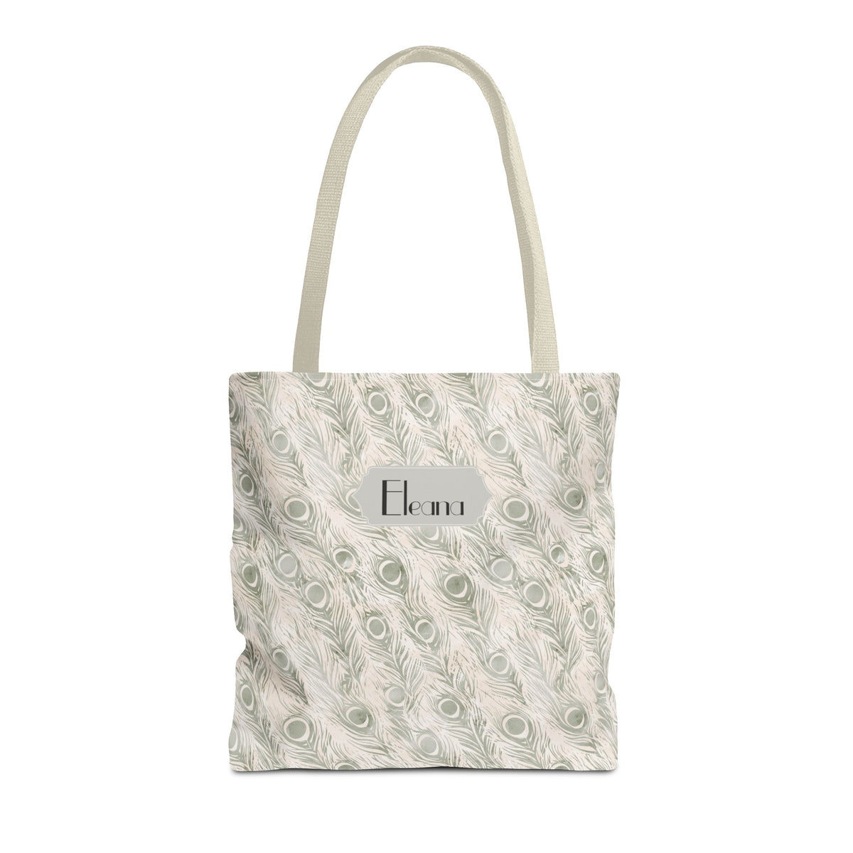 Personalizable Tote - Elegant Grey Peacock Feather Pattern Bag