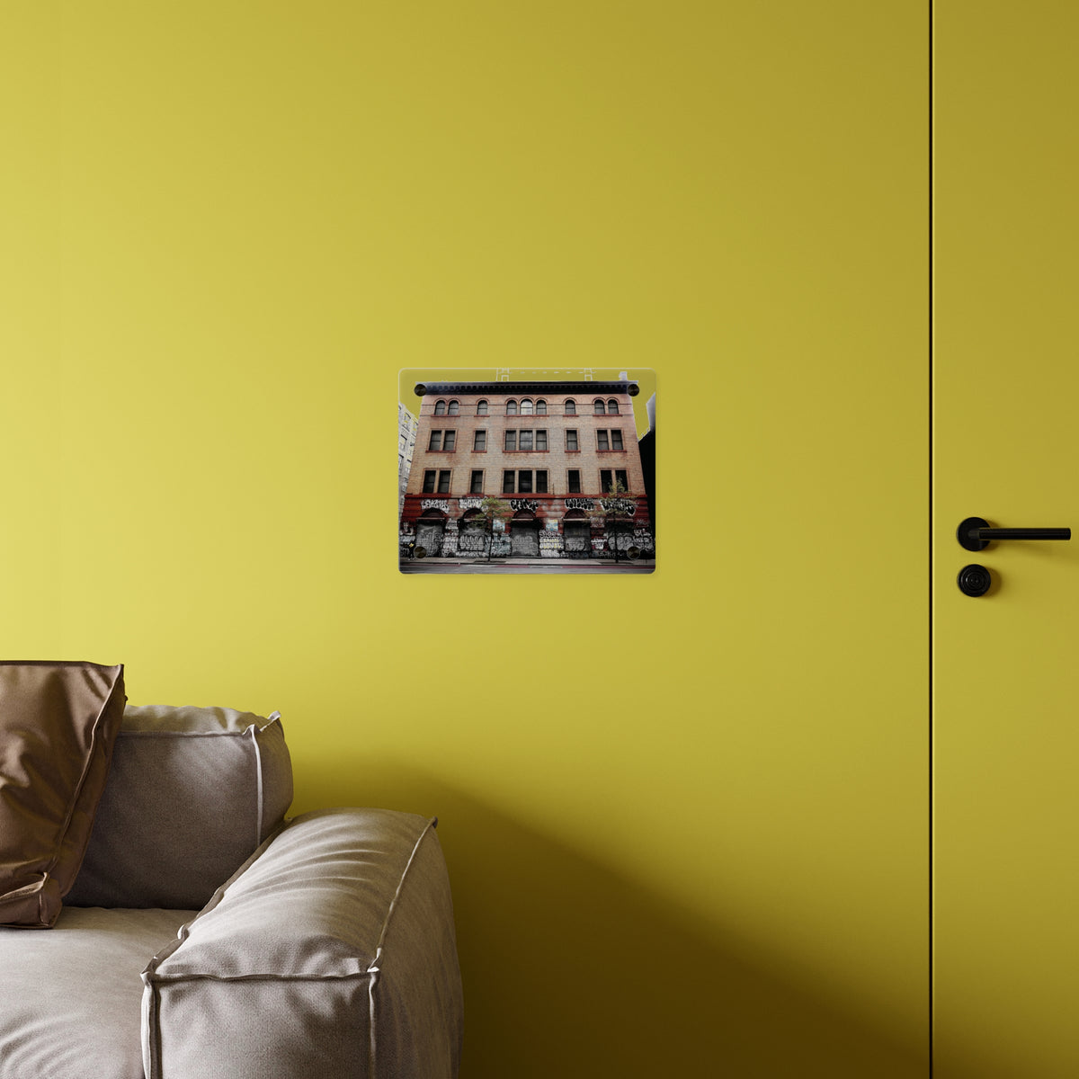 Urban Graffiti Photo Wall Art- Street Level Tagged Building  Acrylic Wall Art Panel