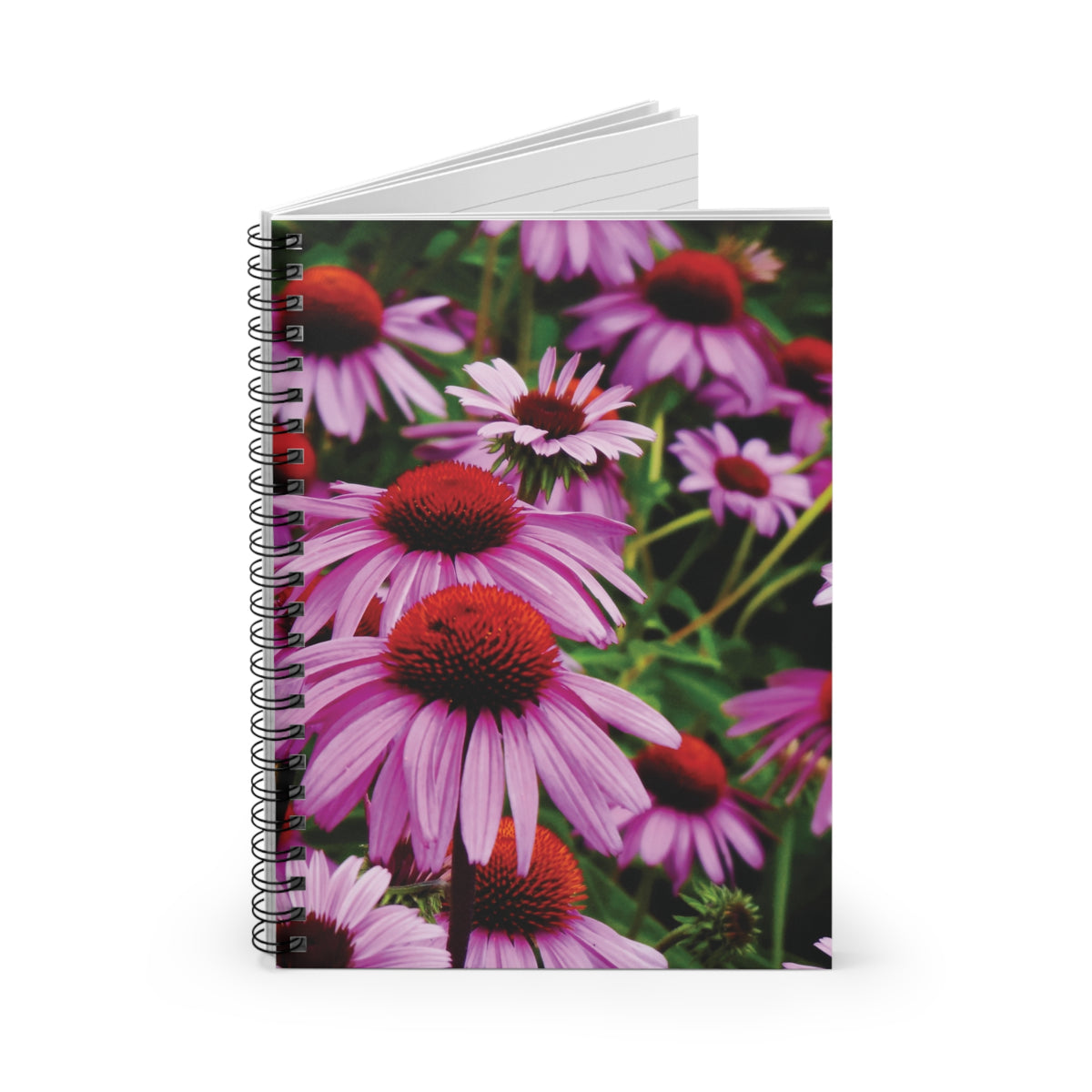 Purple Floral Journal - Vibrant Field of Purple Coneflowers Spiral Notebook