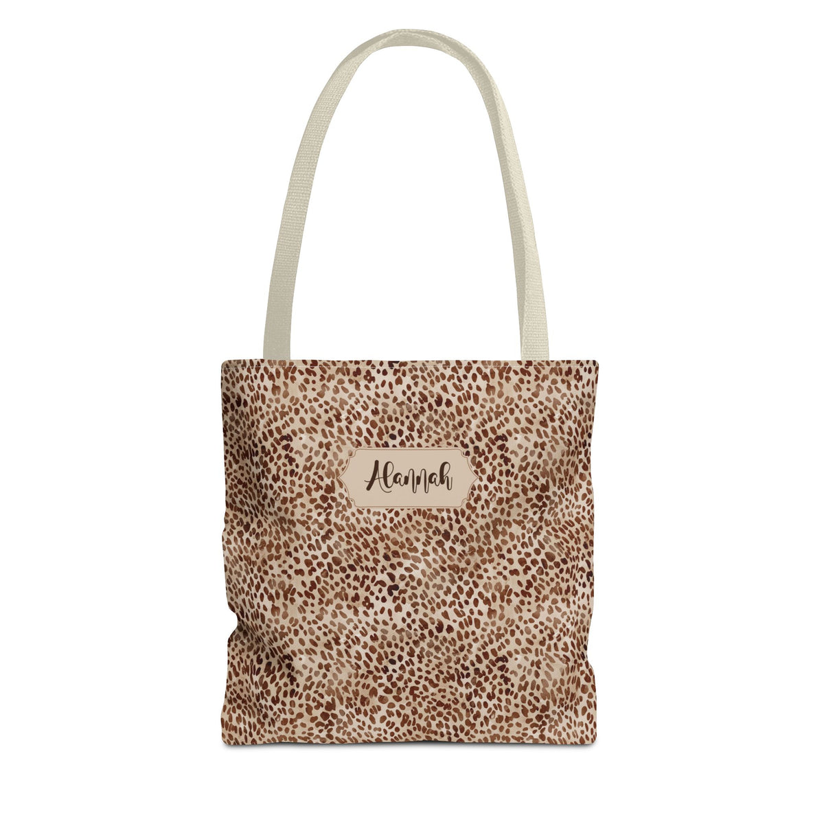 Personalizable Animal Print Tote - Beige Leopard Carryall