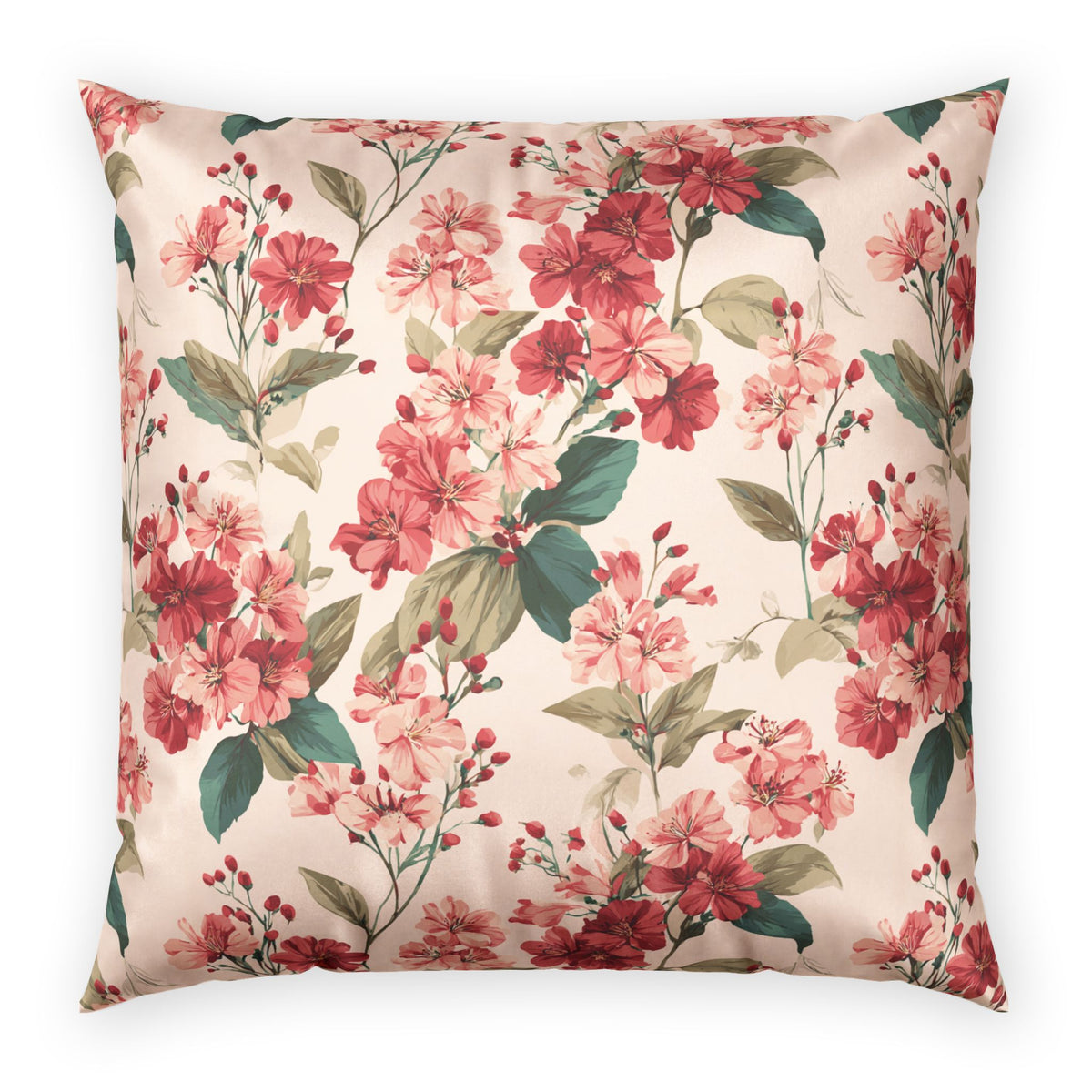 Velvet Floral Throw Pillow - Hibiscus on Pink Decorative Pillow