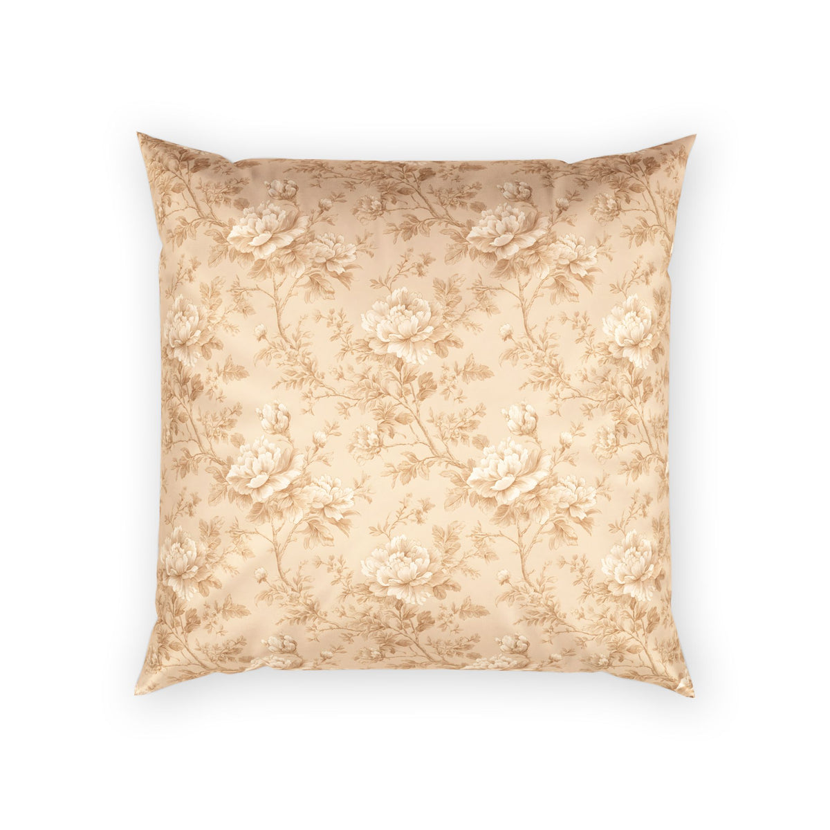 Vintage Velvet Throw Pillow - Sepia Toile Floral Accent Pillow