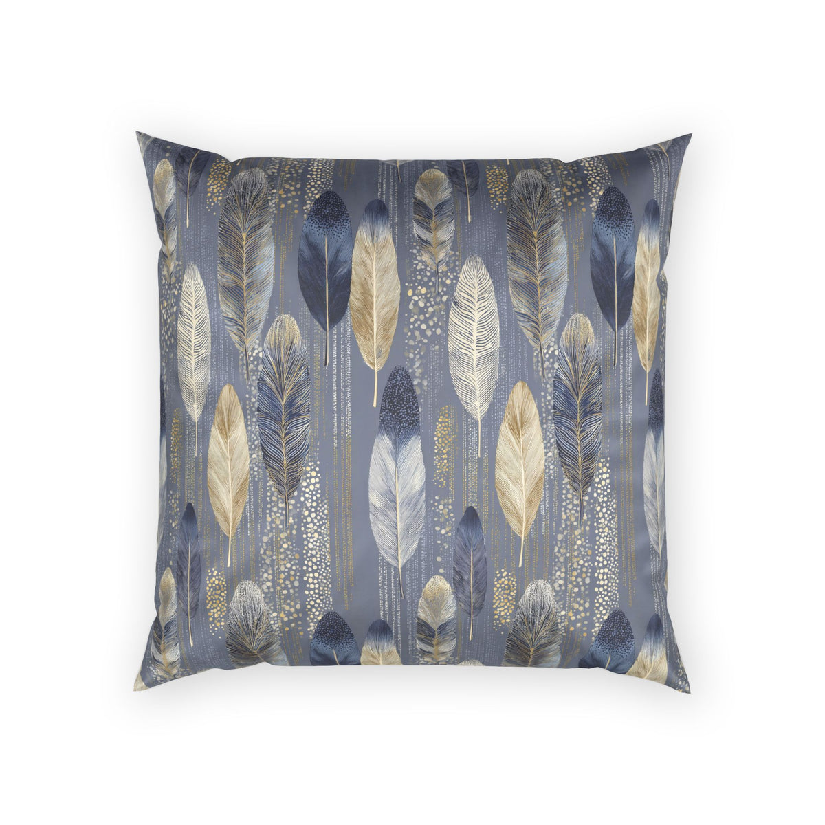 Glam Velvet Pillow - Navy and Gold Feather Decorative Pillow