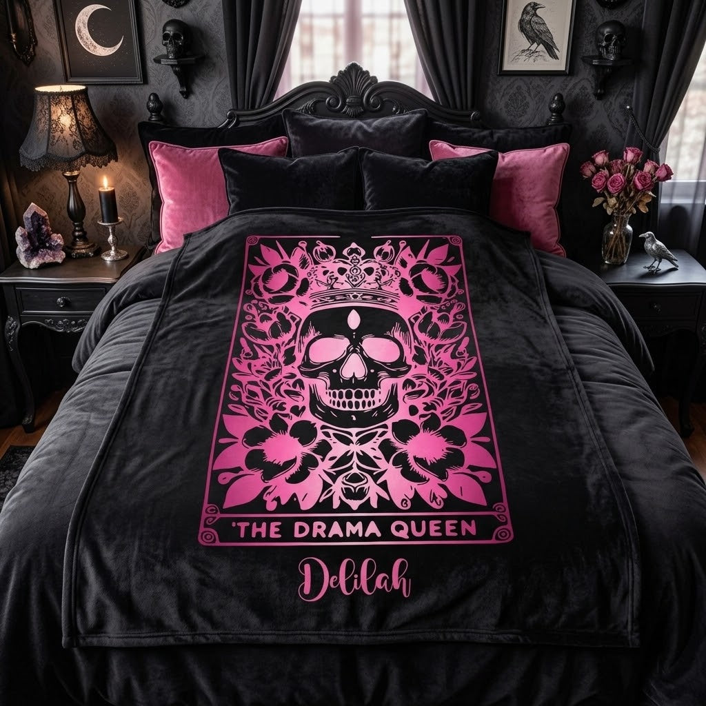 Velveteen Tarot Blanket — "The Drama Queen" Personalized Plush Throw
